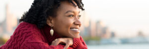 Hapyy Woman Looking at New City
