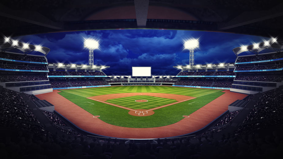 baseball stadium under roof view with fans
